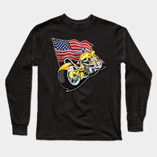 Motorcycle with the flag of the United States Long Sleeve T-Shirt